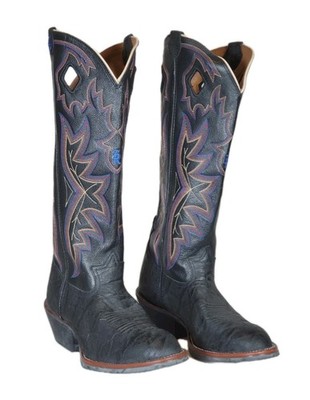 Tony Lama 3R Buckaroo 16” Tall Western Boots Black Leather  display picture 2