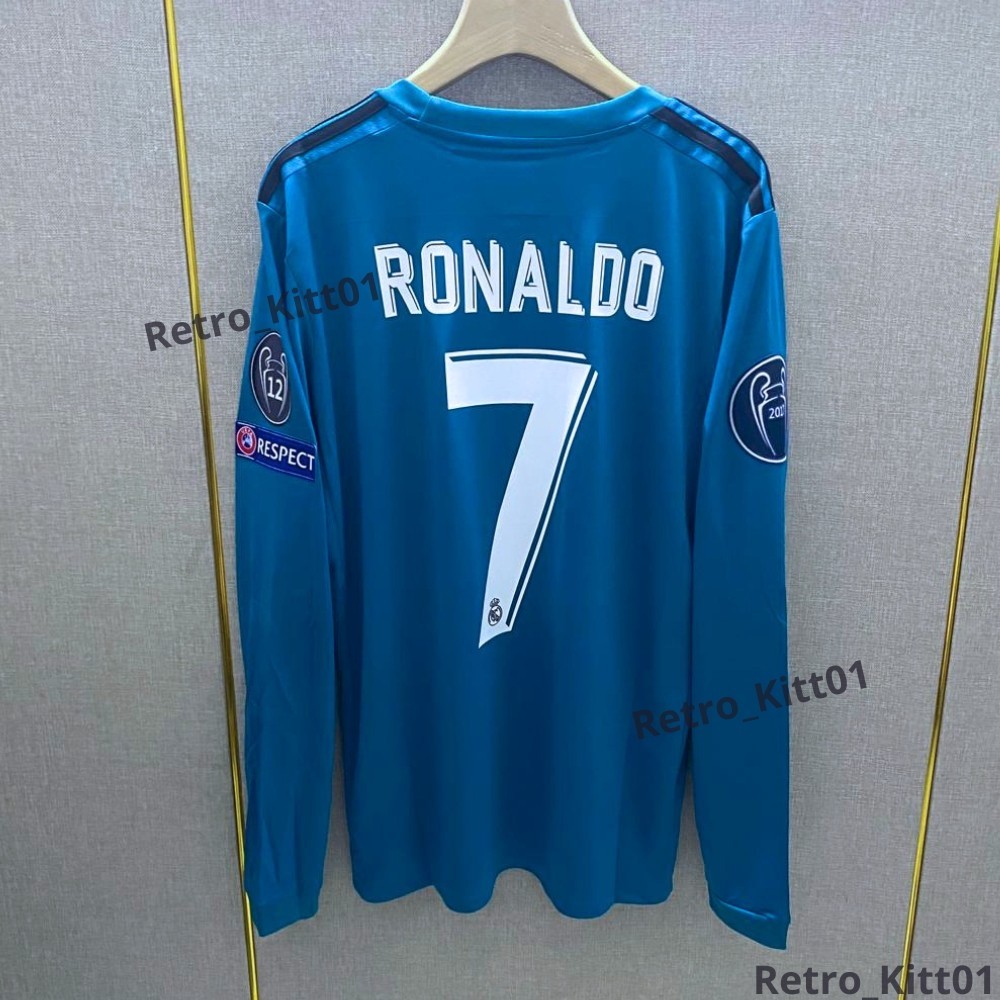 Ronaldo #7 Real Madrid Jersey 2017-2018 UEF A Retro Long Sleeve