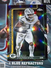 2025 Topps Chrome Football Micah Parsons Leather Refractor #77 Green Bay Packers