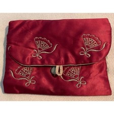 Vintage Embroidered Asian Inspired Silk Clutch Evening Bag Purse