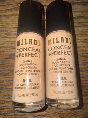Lot of (2) Milani Conceal + Perfect 2-In-1 Foundations #02A CREAMY NATURAL
