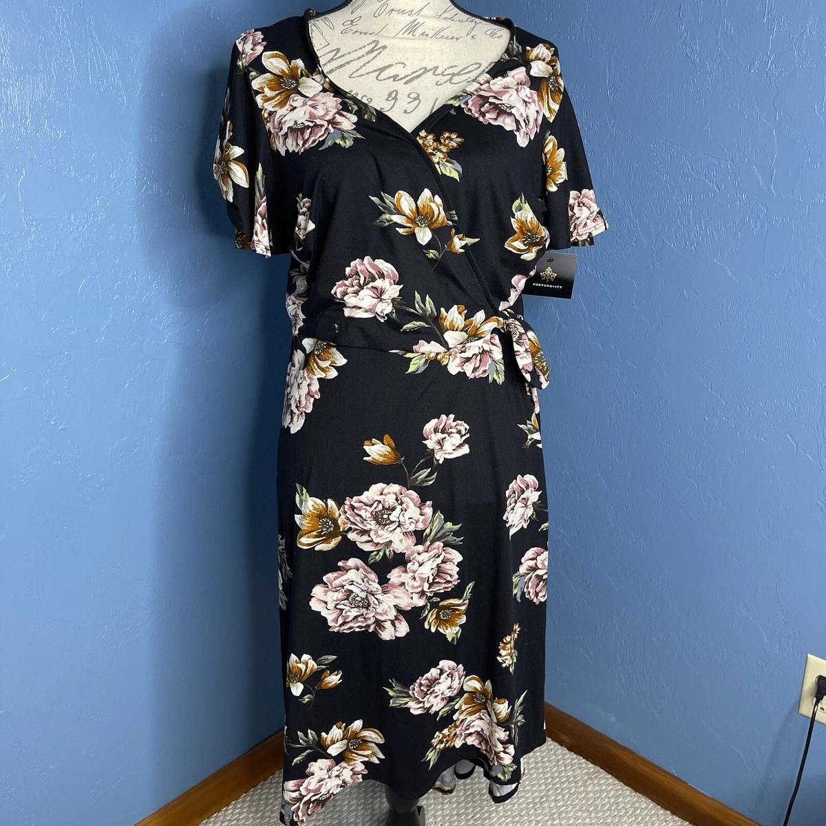 FORTUNE + IVY Irene Faux Wrap Brushed Knit Hi Lo Maxi Dress size