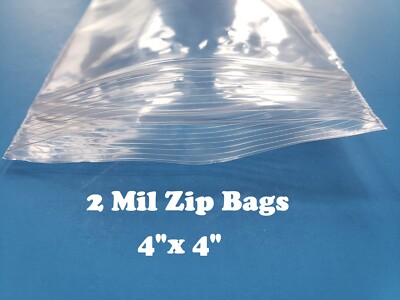 4'' x 4'' Clear Zip Seal Plastic Bags 2Mil Jewelry Pill Zipper Top Lock Baggies
