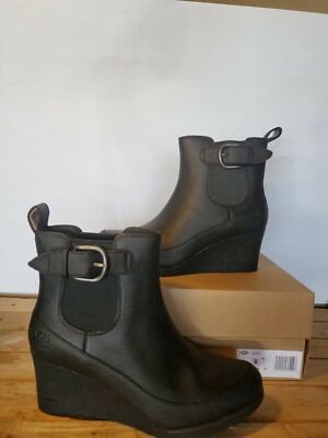 UGG ARLETA BLACK WATERPROOF LEATHER/ WOOL WEDGE BOOTS, WOMEN US 8.5/EU 39.5/ 192410369096 | eBay