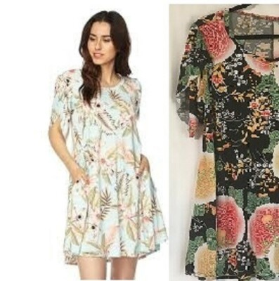 SOL RHR Floral Dress with Overlap Sleeve - Size 2X