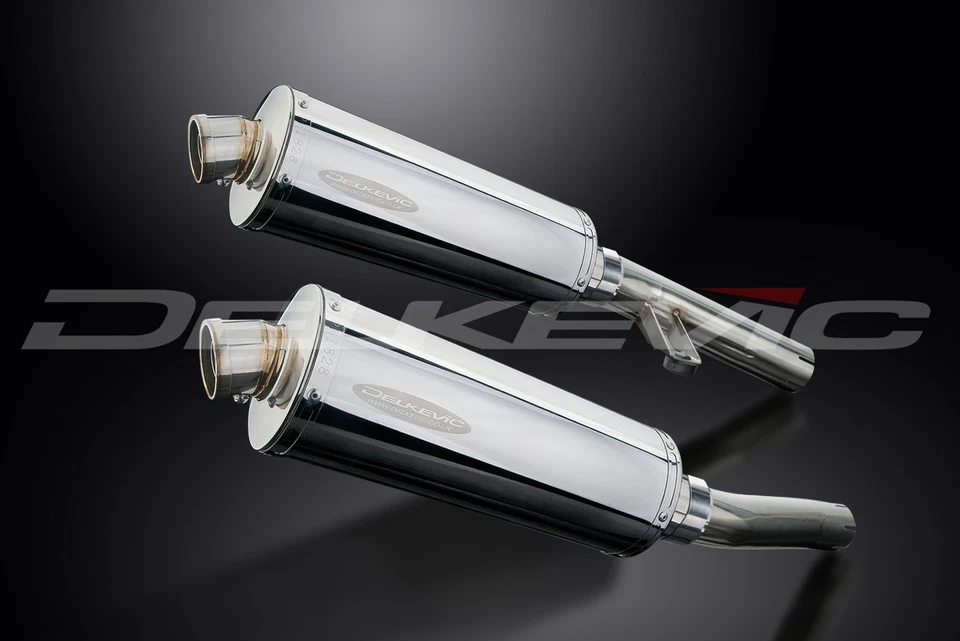 Kit silenciador de escape ovalado de acero inoxidable Kawasaki ZZR1200 2002-2005 Slip On 14" Foto 3 de 4