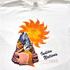 vintage 1992 INDIAN NATIONS T-Shirt MEDIUM/LARGE native american sunset soft 90s
