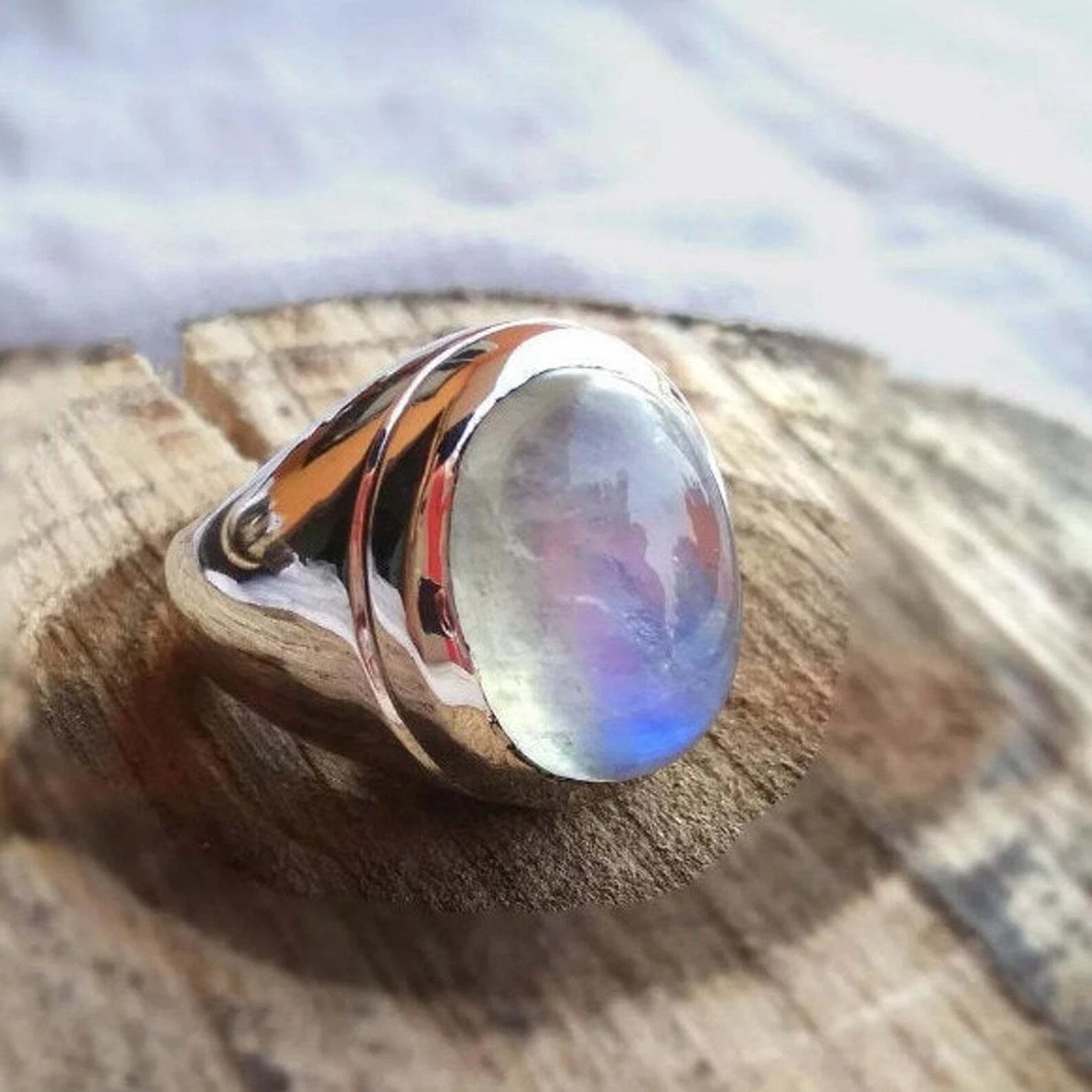 925 Sterling Silver Rainbow Moonstone Ring at Rs 799/piece | स्टर्लिंग  सिल्वर in Jaipur | ID: 27155260497