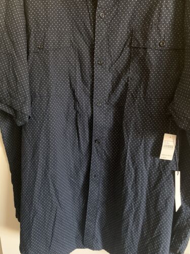Men’s Plus Sz 4X Shirt NEW Navy With Dots Front Pockets Peached Velvet Finish - Picture 5 of 7