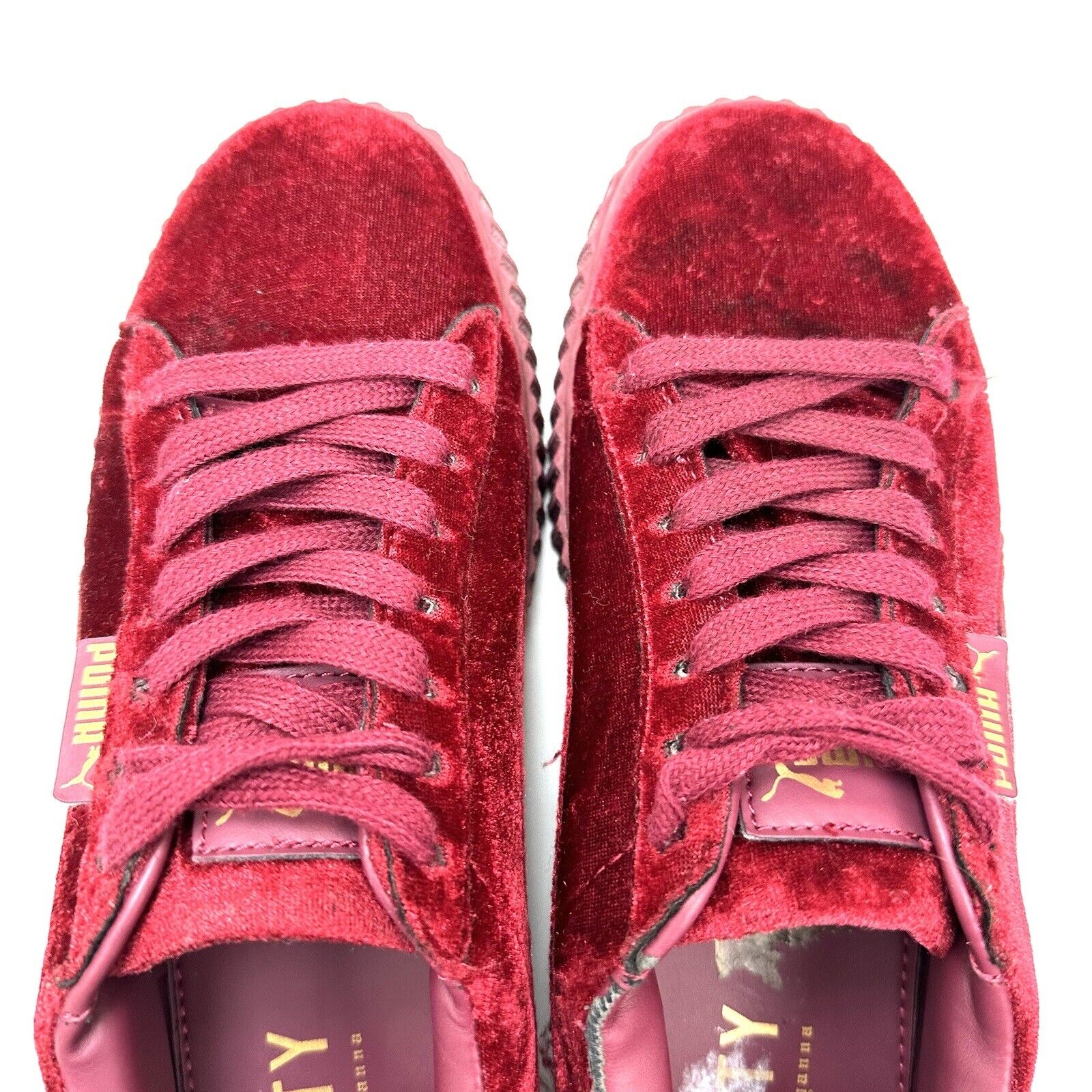 Puma x Fenty Rihanna Burgundy Velvet Creepers Platform Chunky Shoes Womens  8.5