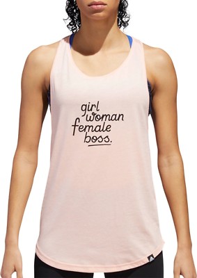 Adidas Women's Cursive Girl Woman Female Boss Training Tank Top Shirt  XS Medium