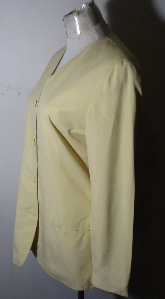 ANN TAYLOR Maze Yellow 100% Silk Jacket Women's Size 6 - Image 4 of 4