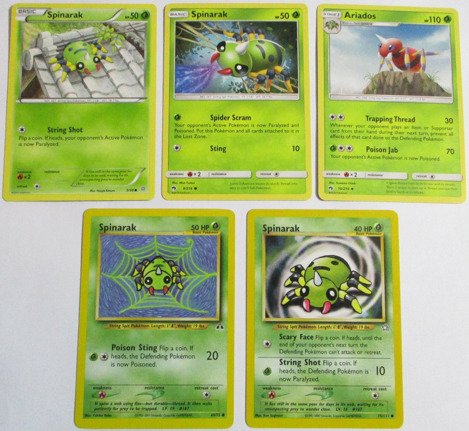 Spinarak & Ariados 5 Pokemon Card Various Sets