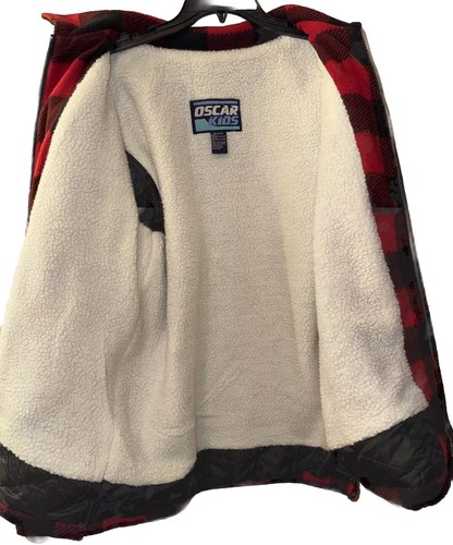 Oscar Kids Shacket Full Zip Fleece Jacket Plaid Boys XL 18/20 Sherpa Lined - Picture 3 of 10