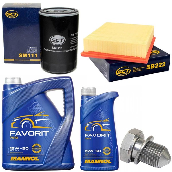 MotoröL Filter Set 15W50 6 Liter + ÖLablassschraube FüR Audi A4 RS4 Avant 380 PS-image
