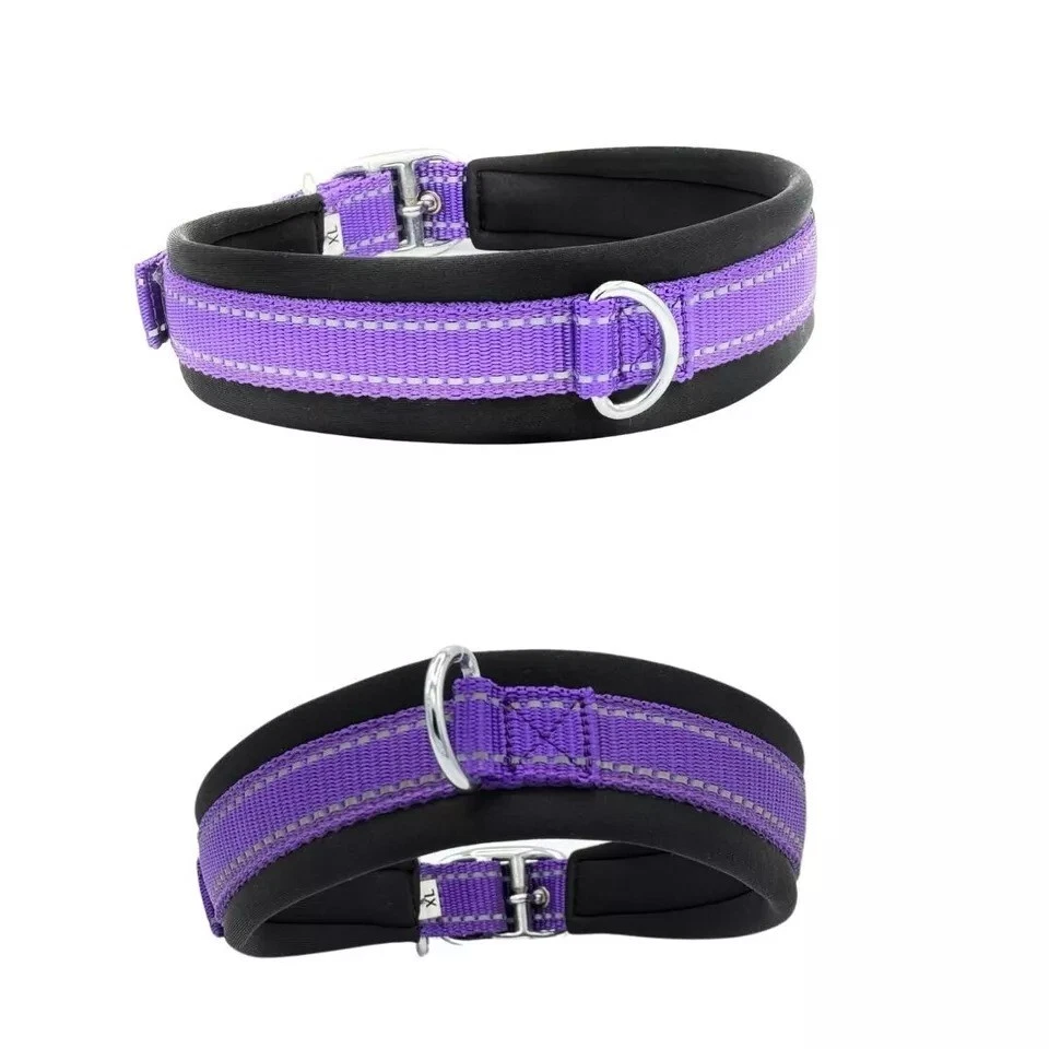 NYLON DOG COLLAR SOFT PADDED ALL BREED COLLAR ADJUSTABLE & STURDY WHIPPET STAFFY - Image 3 of 4