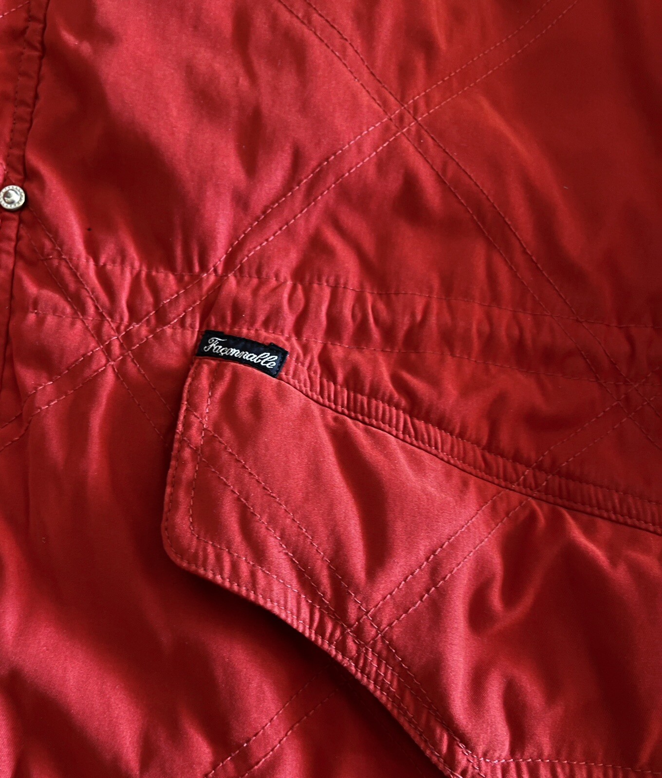 Faconnable Red Water Resistant Drawstring Hooded … - image 2