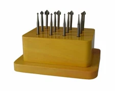 12 Piece Setting Bur Set with Wooden Stand Stone Setting Filing Jewelry Making