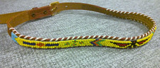 Hand beaded Cowhide Belt Native American Thunderbird Leather 26  