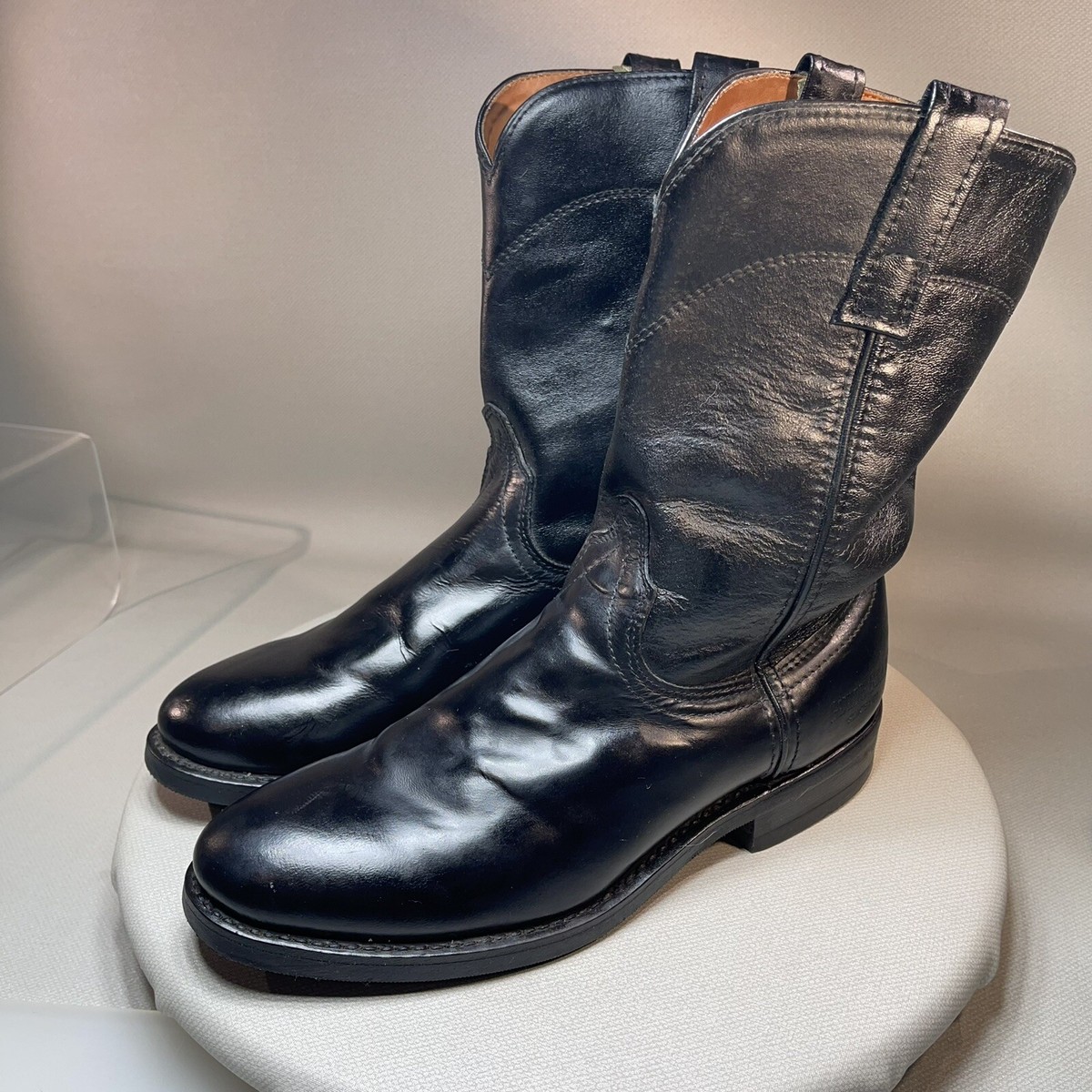 Guide Gear Mens Roper Boots Black Leather Western Cowboy MidCalf