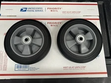 2-GICOOL 8X2" Flat-Free Solid Rubber Tire & Wheel 1/2”Axle Bore Hole. Brand New