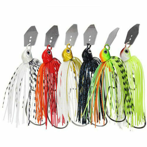 Leurre Pêche Poisson Nageur Jig 6PCS 3/8oz Chatterbait Rubber Cuiller Brochet  - Photo 1/12