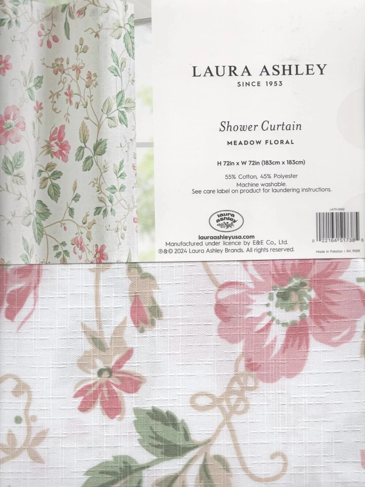 CORTINA DE DUCHA DE TELA FLORAL PRADO LAURA ASHLEY 72X72 NUEVA CON ETIQUETAS Foto 2 de 2