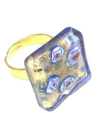 Authentic Millefiori Murano Glass Lampwork Ring, Made in Venice, Italy