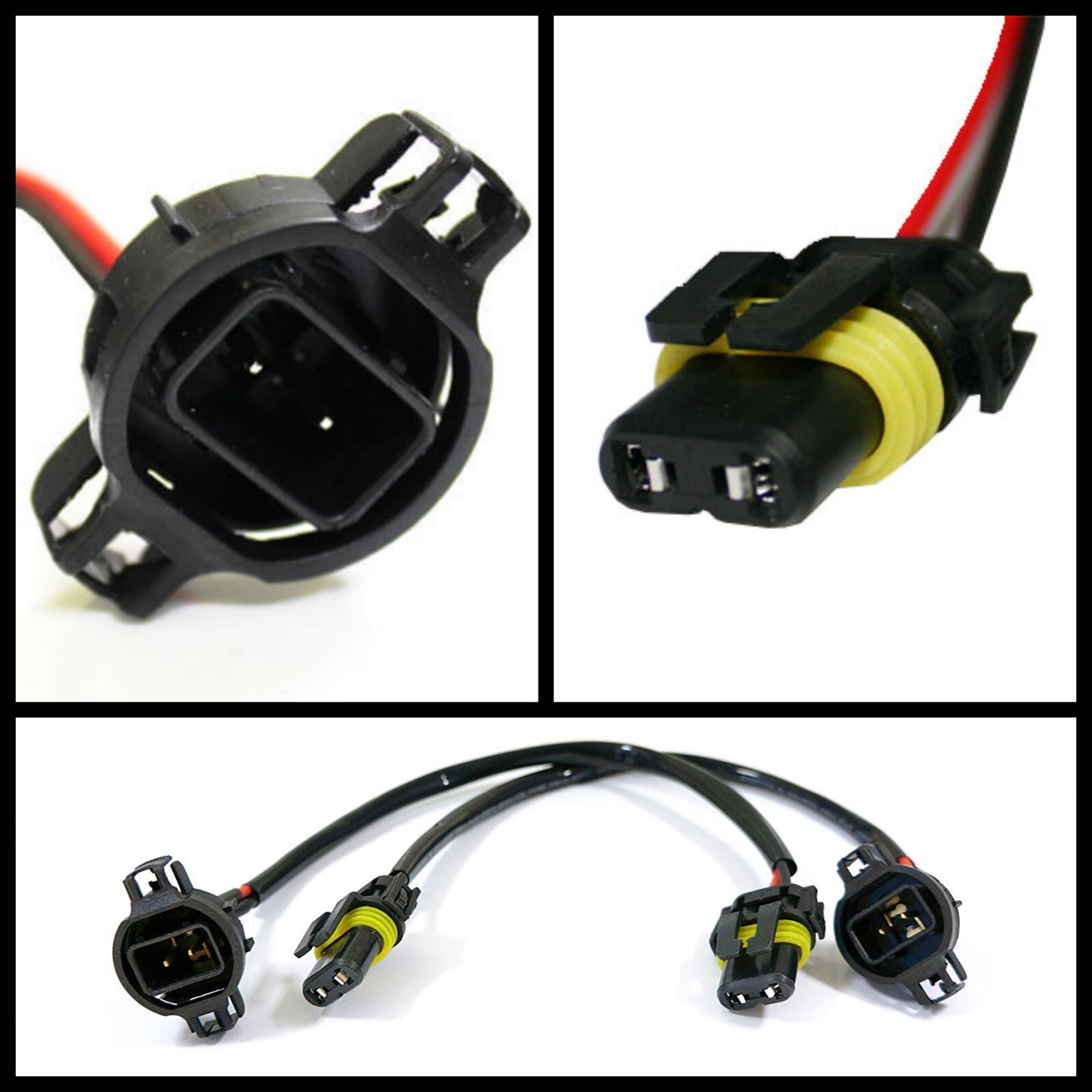 5202 H16 9009 HID Wire Harness Ballast to stock Sockets Foglamp Plug n