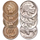 Lot of 6 Coins 3 Indian Head Cents & 3 Buffalo Nickels Nice Collectors US Coins!