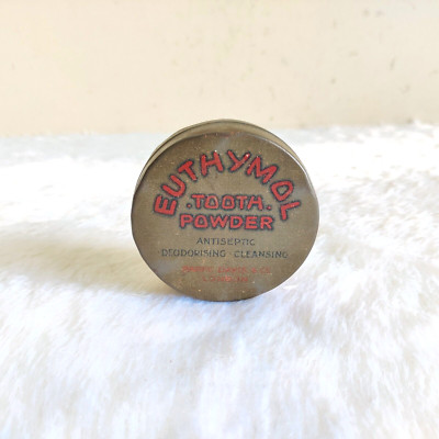 Vintage Euthymol Zahn Pulver Werbe Parke Davis & Co. Dose Verpackung Selten