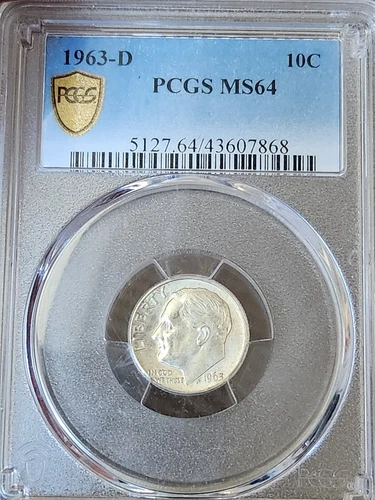 1963-D Roosevelt Silver Dime PCGS  MS-64