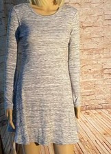* Miami Women's Grey & White Striped Stretchy Dress Made In USA Size M