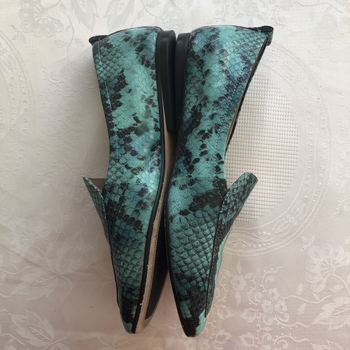 Edit 27 Teal/Black Snake Skin Animal Print Flat Slip-On Shoes Women’s Size 7.5W - Bild 14 von 17