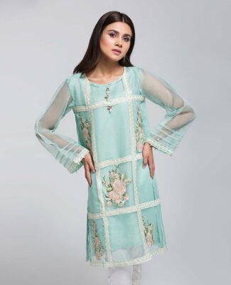 NWT ITTEHAD Size L Embroidered Formal Kurti Shirt Pakistani Designer Eid SAFINAZ