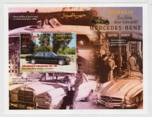 SOMALIA - 2001 - MERCEDES-BENZ 300 SL - Car Doris Day Sinatra - Stamp Sheet MNH - Zdjęcie 1 z 1