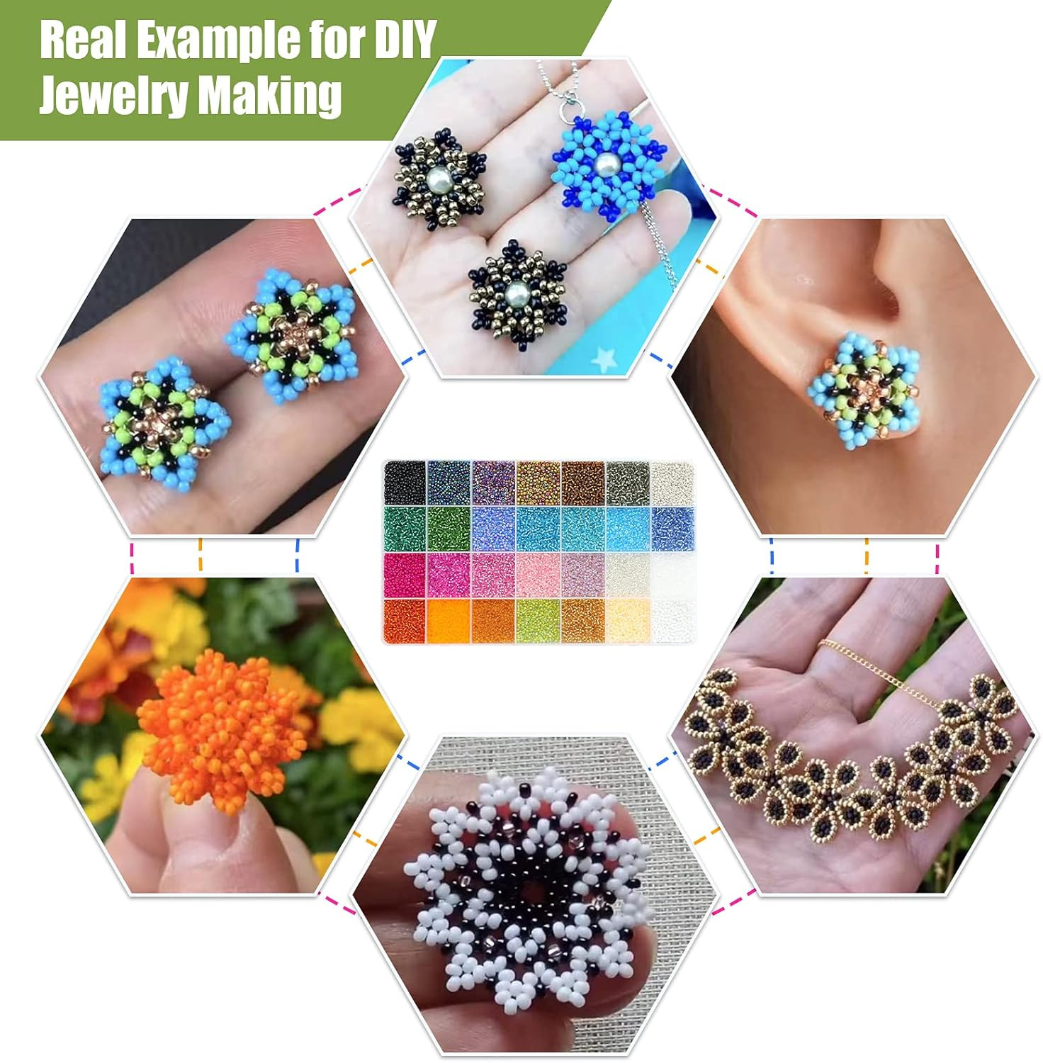 24000Pcs 2Mm Glass Seed Beads Kit,& 28 Colors Small Beads Kit for Girls, Women