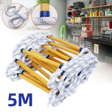 5m outdoors Emergency Fire Escape Ladder Soft Rope to Deploy W/ Hooks Portable