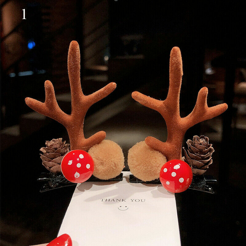 2 Weihnachts-Haarklammern – Weihnachtsmann & Rentier, Festlicher Haarschmuck