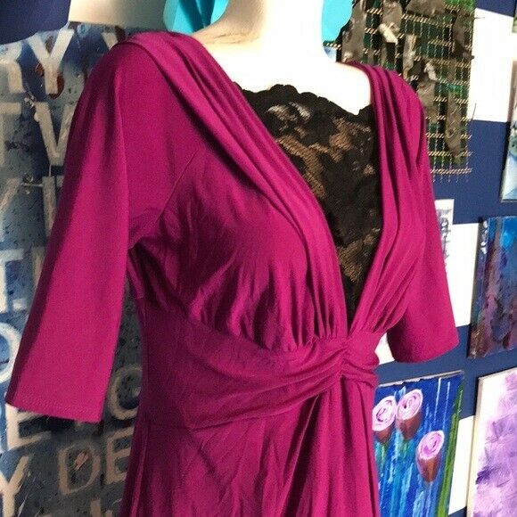 Women's Kiyonna lace v dress plus size 0X purple … - image 9