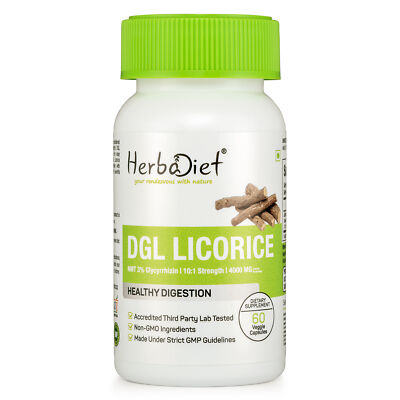 Deglycyrrhizinated Licorice DGL Liquorice Extract Veg Capsules Stomach Lining