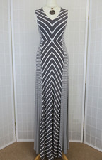 Phase Eight Maxi Dress Size 8 Grey White Striped Sleeveless Keyhole Back Summer