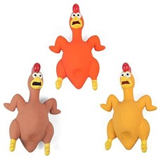 Rubber Chicken Dog Toy Squeak, 3 Pack Latex Screaming Chicken Dog Toys That M...