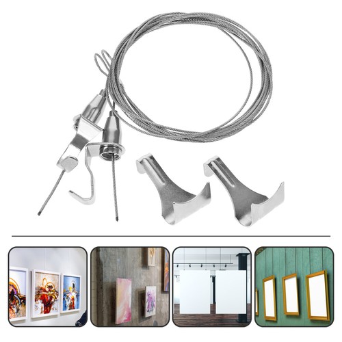 2 Sets Picture Hanging Wire Rope System Photo Hanger Heavy Duty Kit - Picture 4 of 12