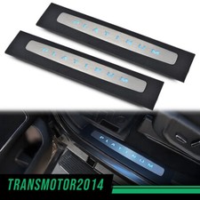 Pair LED Illuminated Platinum Door Sill Plates Fit For 17-22 Super Duty Crew Cab