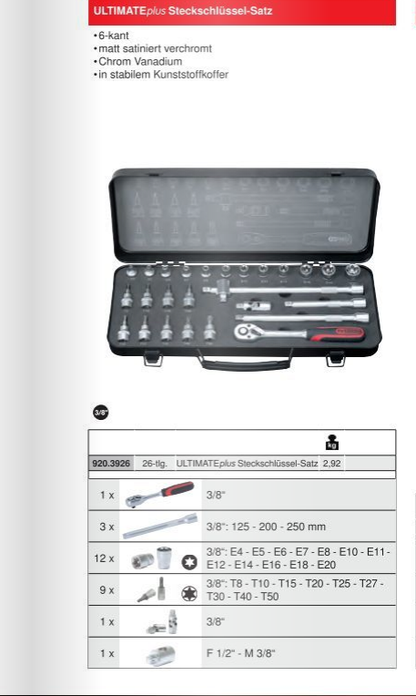 KS TOOLS Torx-E Stecknuss E10, 3/8 Antrieb, Lang – Für E-Torx Schrauben, Chrom-Vanadium-Stahl, 63 Mm Gesamtlänge