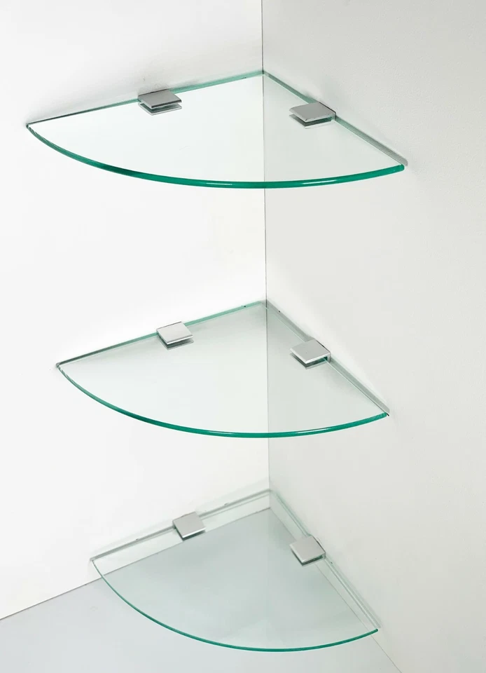 3 X Glass Corner Shelf Ideal Bathroom Shelves - image 3 of 4