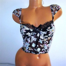 VICTORIAS SECRET Dream Angels Unlined Bra Top 32C Black Floral Embroidered 89