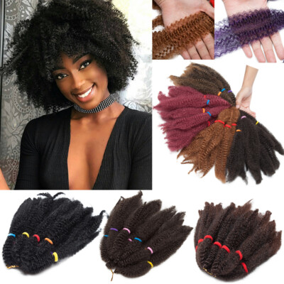 Black Kinky Curly Afro Braid Long Hair 100% Natural As Human Hair Extensions US