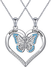 S925 Sterling Silver Mother Daughter Granddaughter Family Heart Pendant Necklace